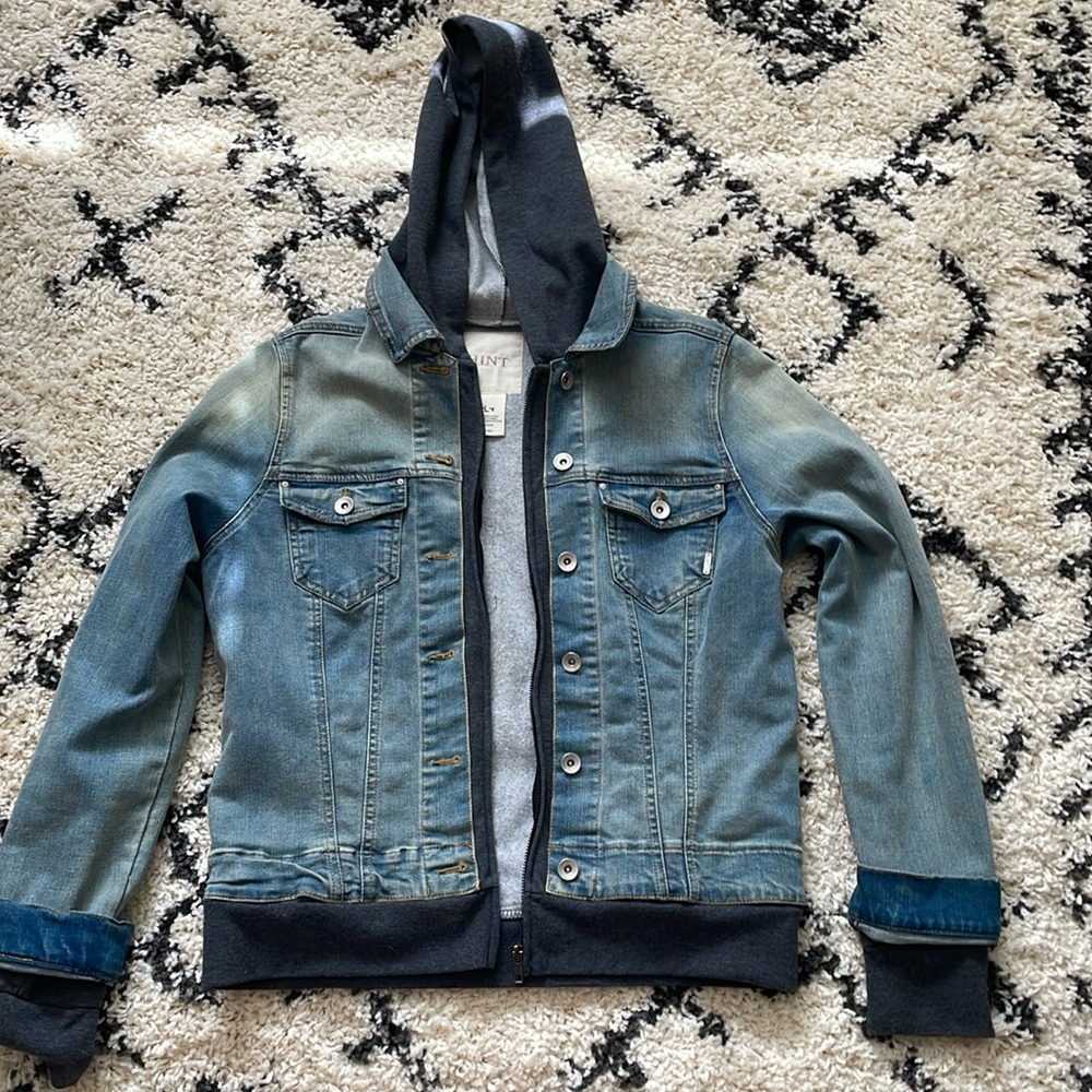 Large Fleece Lined Denim Jacket with Hood